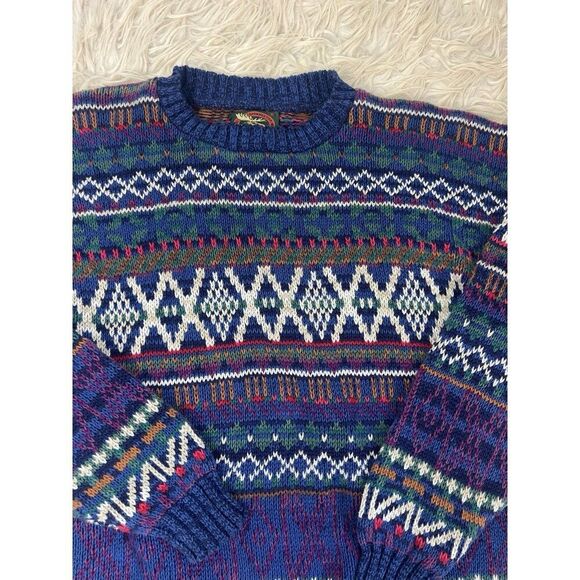 Alps Apparel Men’s Vintage 90s Wool Knit Sweater Fair Isle Colorful Size XL - Picture 7 of 8